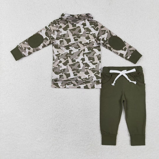 Baby Boys Fall Green Ducks Camo Pullovers Tops Shirt Pants Clothes Sets