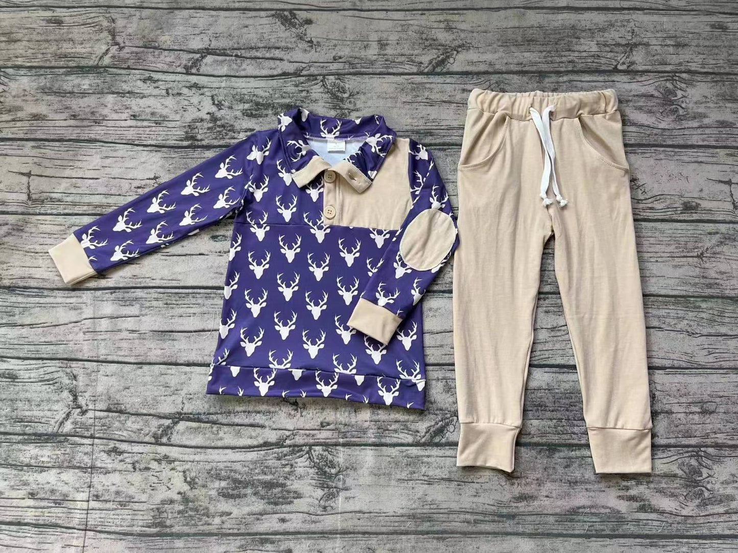 Baby Boys Fall Deers Pullovers Tops Shirt Pants Clothes Sets