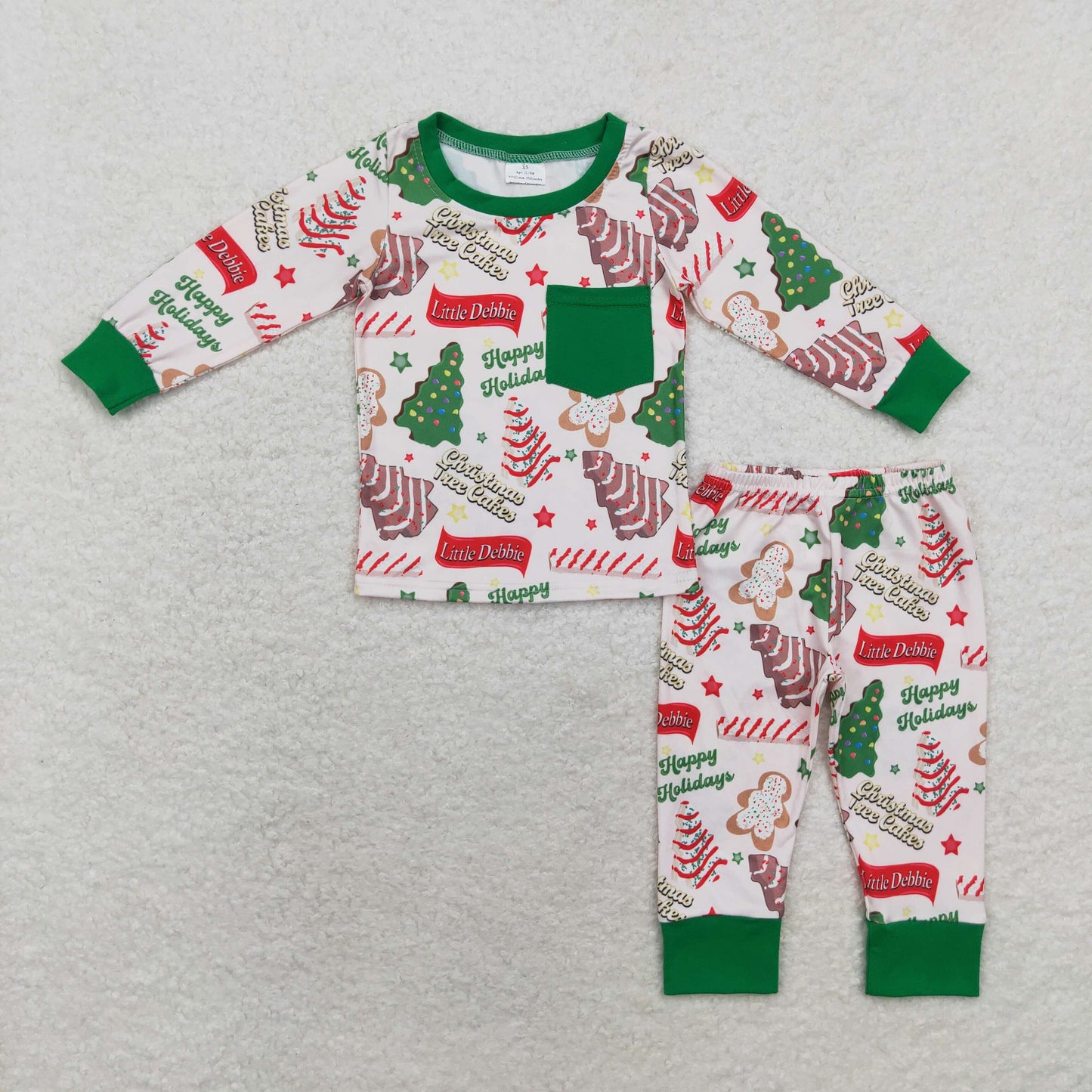 Sibling Baby Boys Christmas Long Sleeves Santa Trees Top Pant Pajamas Sets