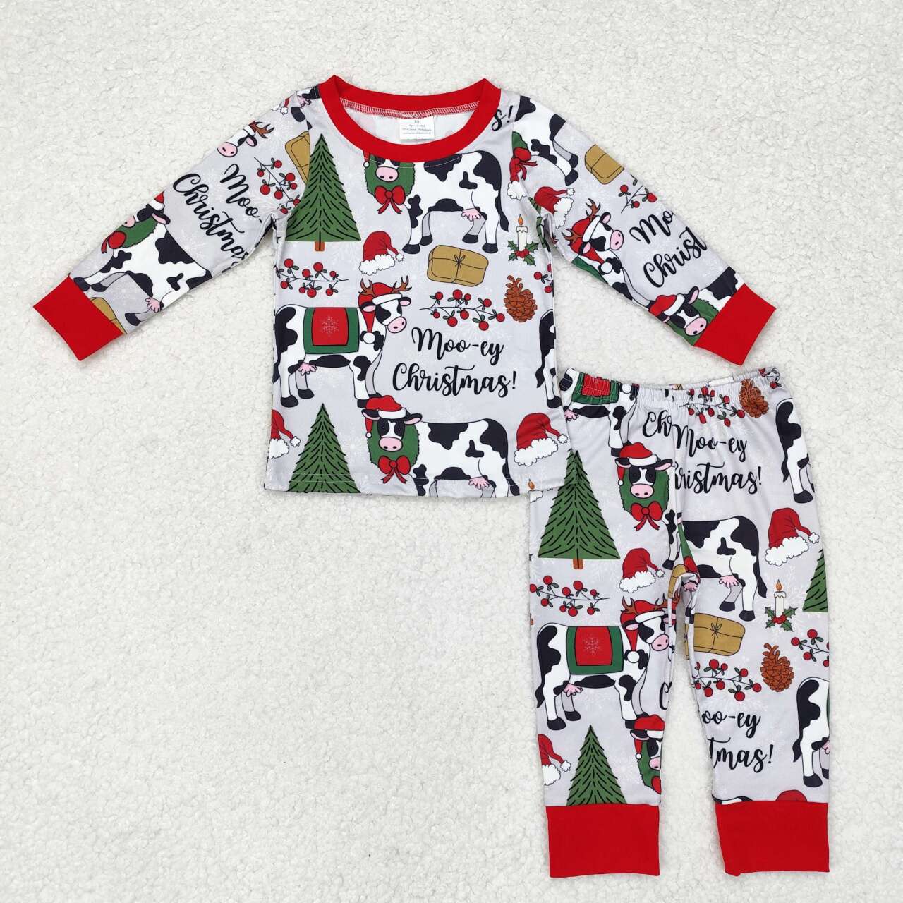 Sibling Baby Boys Christmas Long Sleeves Santa Trees Top Pant Pajamas Sets