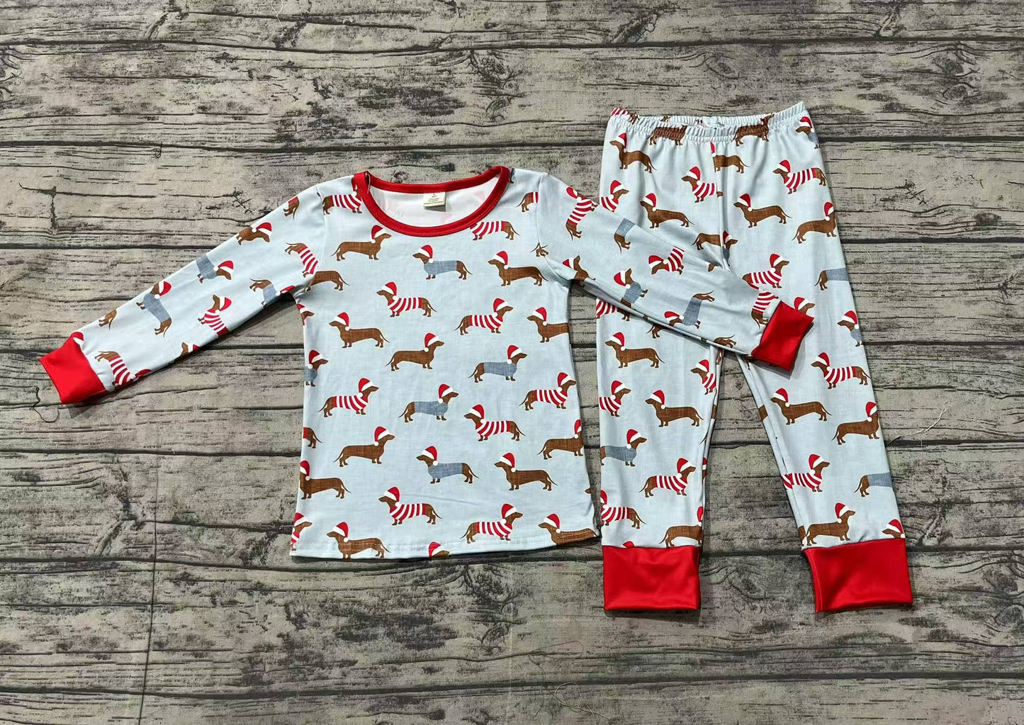 Baby Boys Christmas Dachshund Top Pants Pajamas Outfits Sets