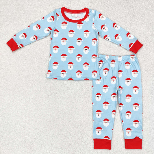 Baby Boys Christmas Blue Red Santa Shirt Top Pants Pajamas Clothes Sets