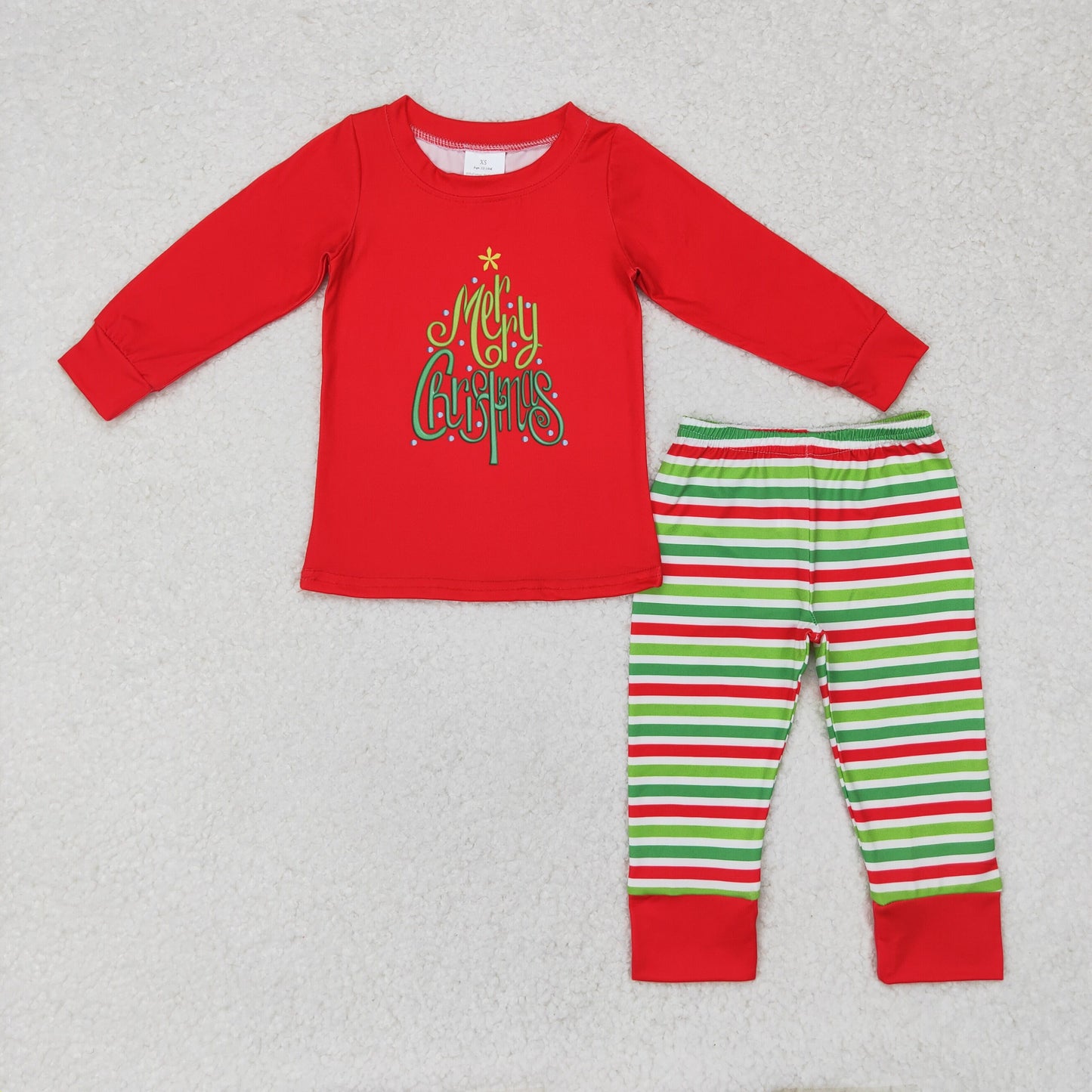 Sibling Baby Boys Christmas Long Sleeves Santa Trees Top Pant Pajamas Sets