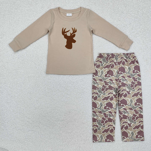 Baby Boys Deer Long Sleeve Top Camo Pants Hunting Clothes Sets