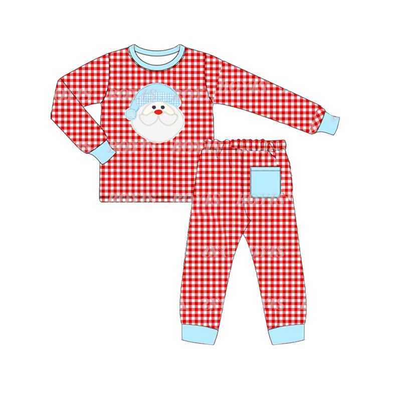 Baby Boys Christmas Checkered Santa Top Pants Clothes Sets Preorder