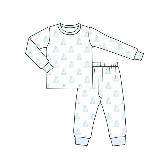 Baby Boys Blue Halloween Ghost Top Pants Pajamas Clothes Sets Preorder