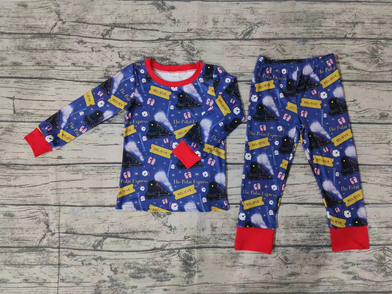 Baby Boys Christmas Train Tee Shirt Pants Pajamas Clothes Sets