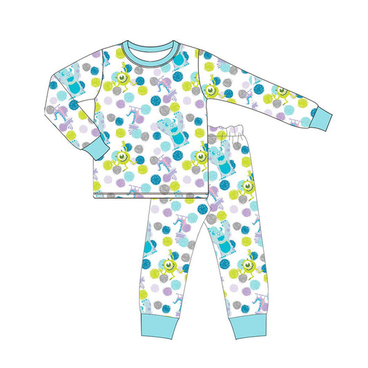 Baby Boys Blue Monster Top Pants Pajamas Clothes Sets Preorder