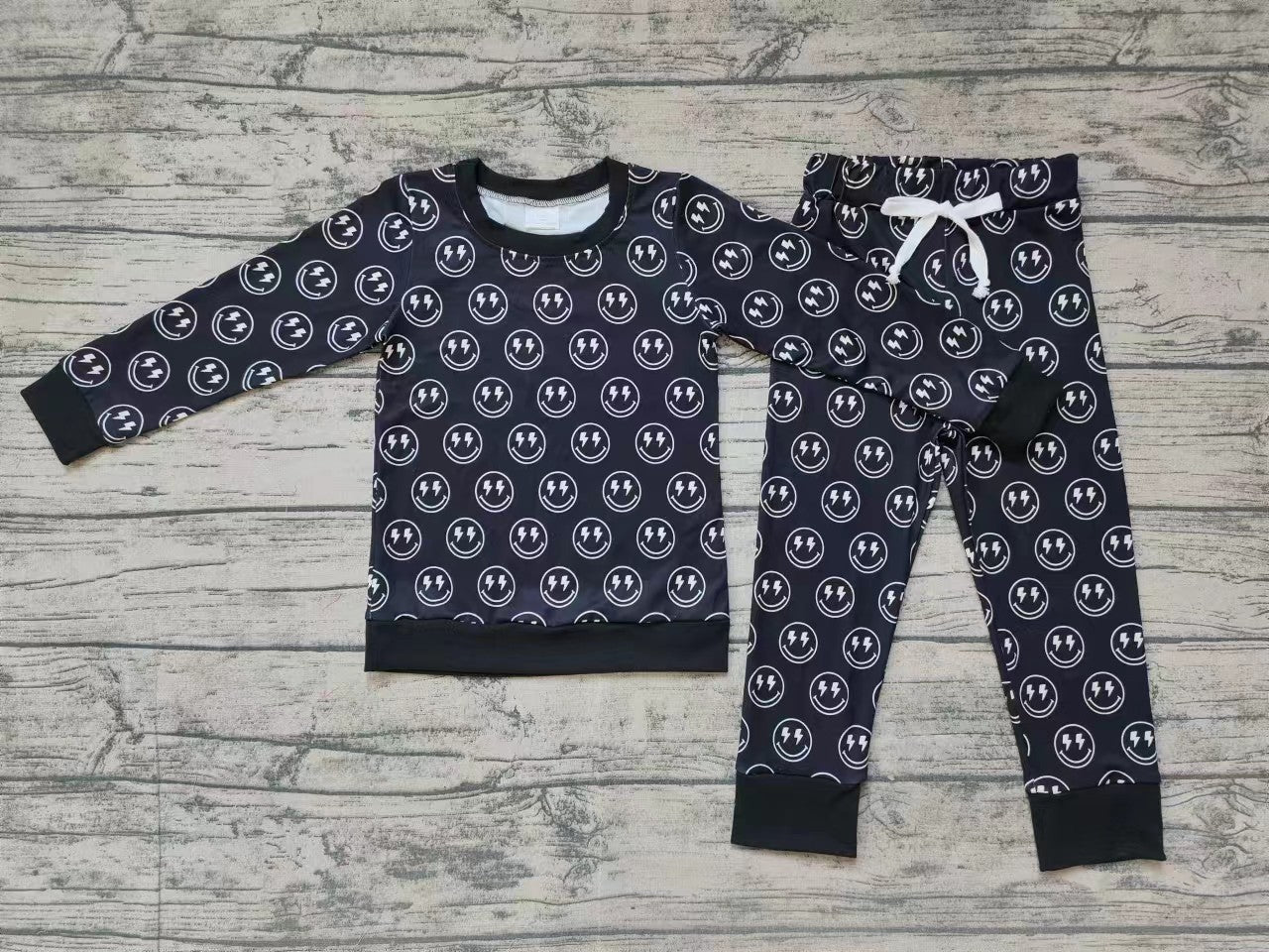 Baby Boys Western Black Smile Top Pants Pajamas Clothes Sets