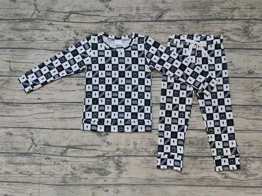 Baby Boys Western Black Checkered Top Pants Pajamas Clothes Sets