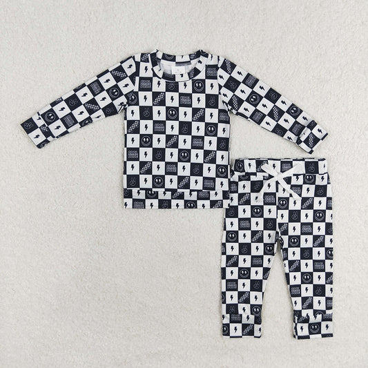 Baby Boys Western Black Checkered Top Pants Pajamas Clothes Sets