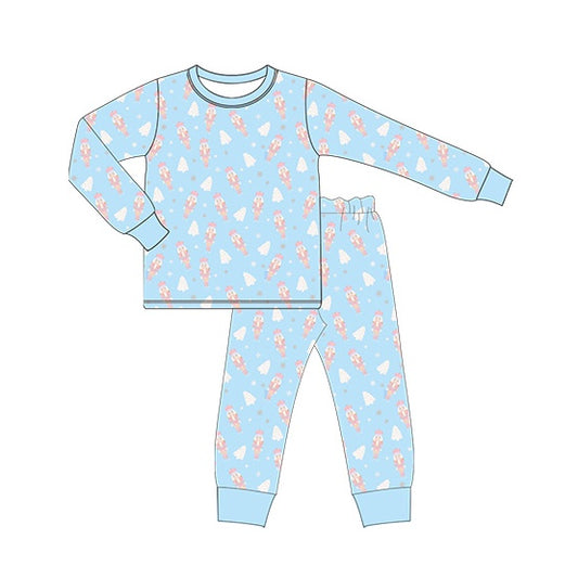 Baby Boys Blue Christmas Soldier Top Pants Pajamas Preorder