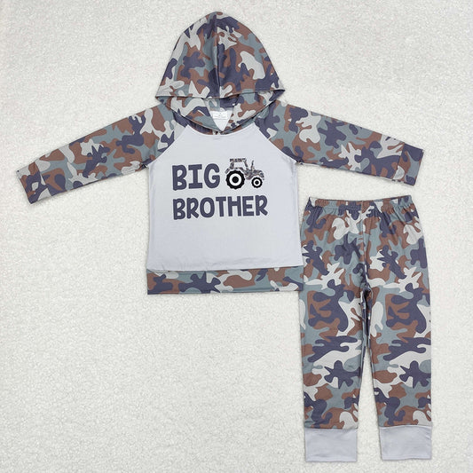 Baby Boys Big Brother Camo Hooded Top Pants Outfits Sets