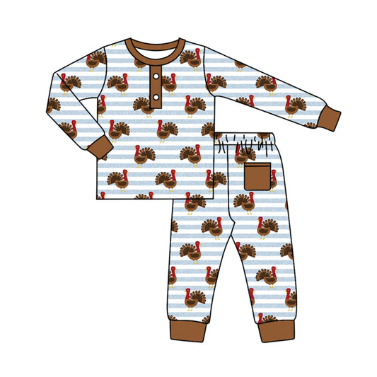 Baby Boys Thanksgiving Turkey Top Pants Pajamas Outfits Sets Preorder