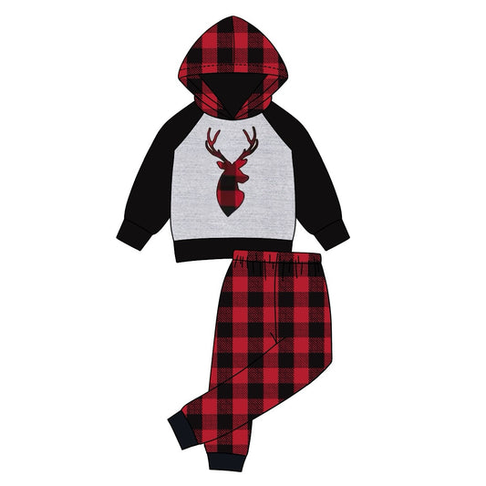 Baby Boys Christmas Deer Hooded Top Pants Outfits Sets Preorder