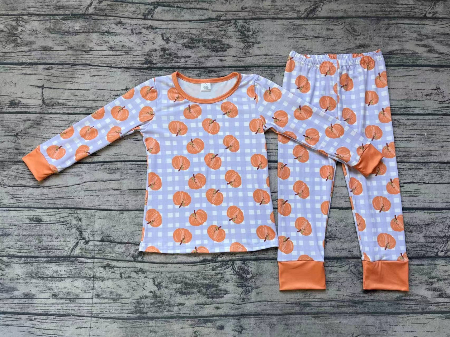 Baby Boys Orange Pumpkin Top Pants Bamboo Pajamas Clothes Sets