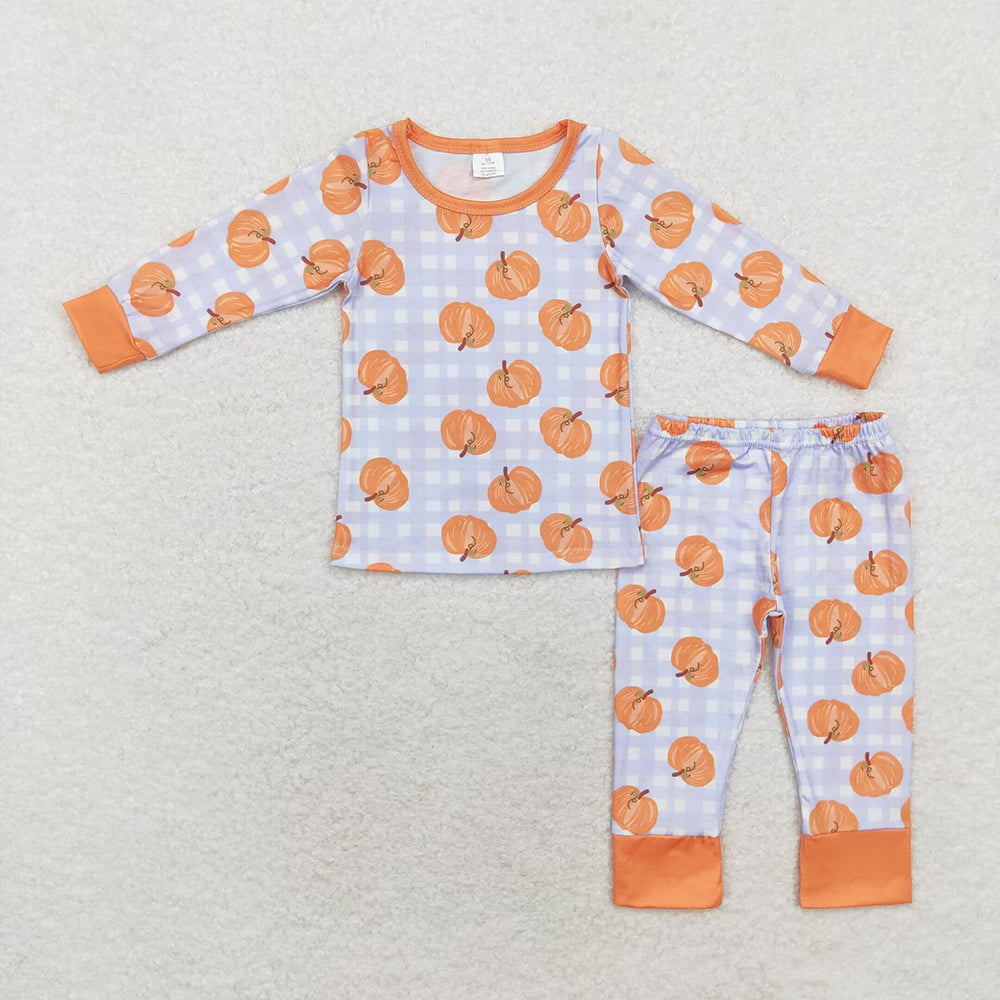 Children Pumpkin Top Pants Sibling Bamboo Pajamas Clothes Sets