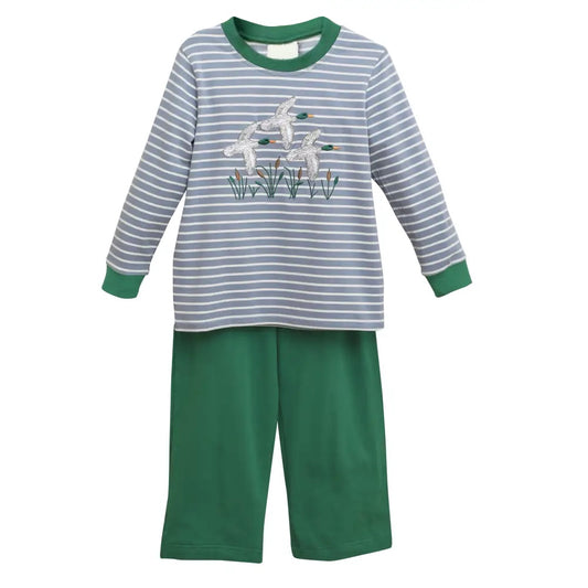 Baby Boys Ducks Hunting Stripes Shirt Pants Clothes Sets Preorder