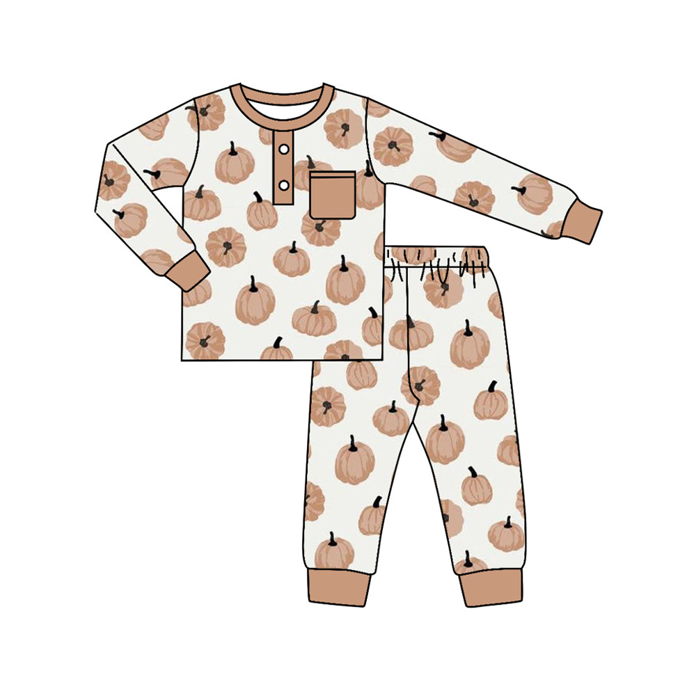 Baby Boys Pumpkins Pocket Top Pants Pajamas Clothes Sets Preorder