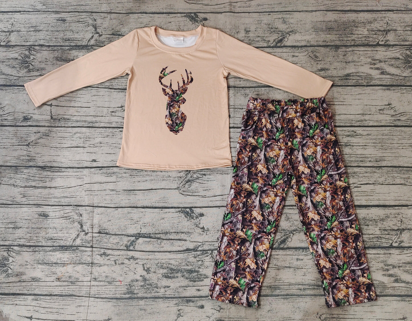 Baby Boys Fall Camo Deer Top Pants Clothes Sets