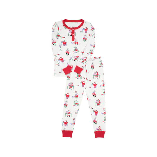 Baby Children Christmas White Santas Top Pants Pajamas Clothes Sets Preorder