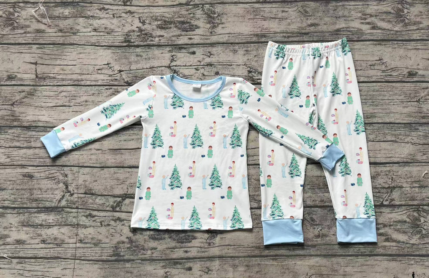 Baby Boys Christmas Tree Gifts Bamboo Pajamas Clothes Sets