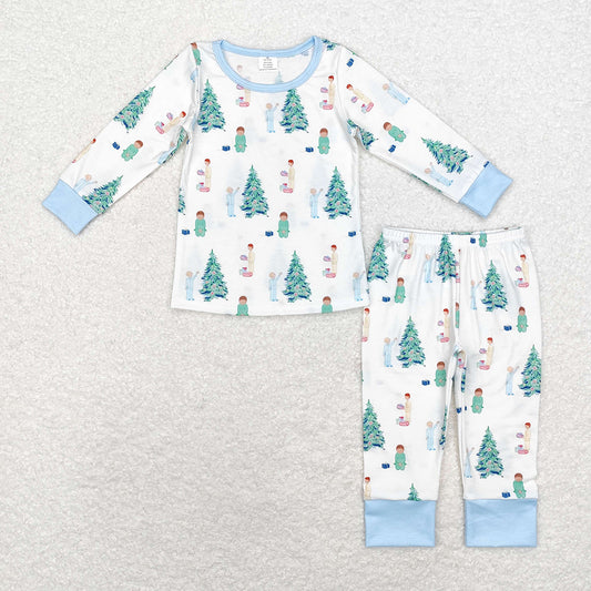 Sibling Baby Boys Girls Christmas Tree Dresses Gowns Pajamas