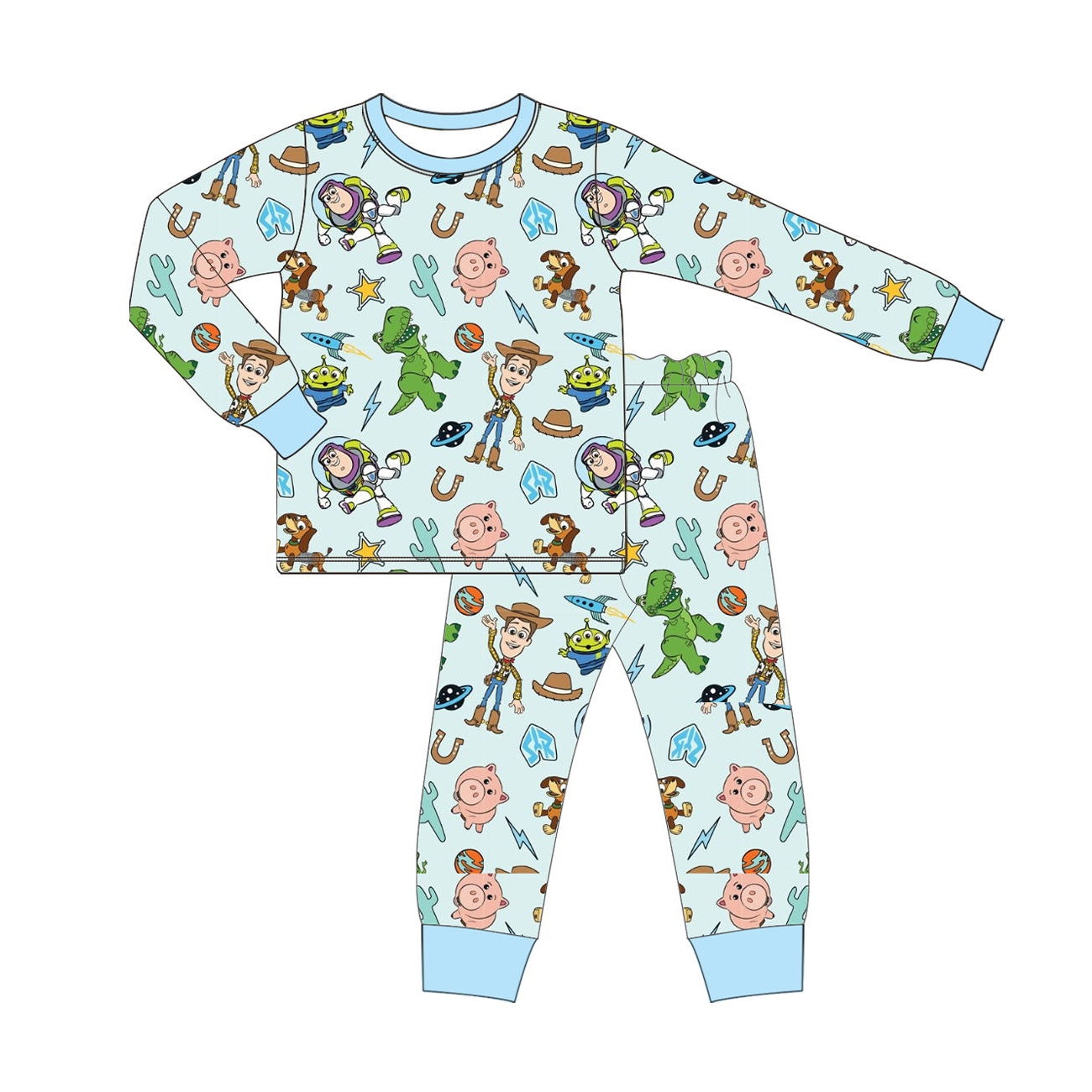 Baby Boys Toy Blue Cactus Top Pants Pajamas Clothes Sets Preorder