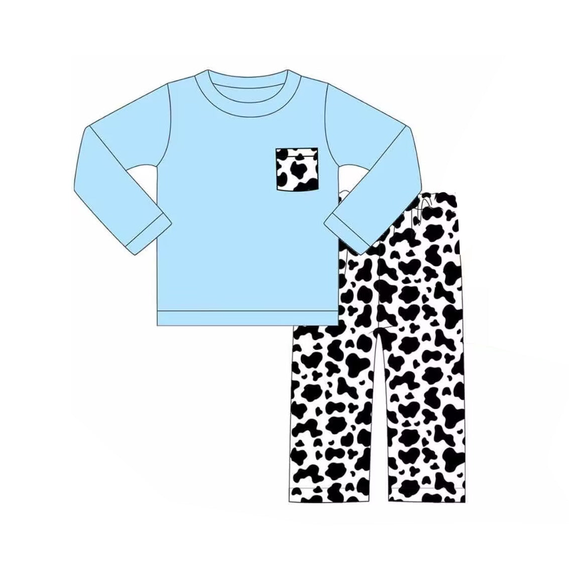 Baby Boys Blue Pocket Shirt Cow Pants Western Clothes Sets Preorder