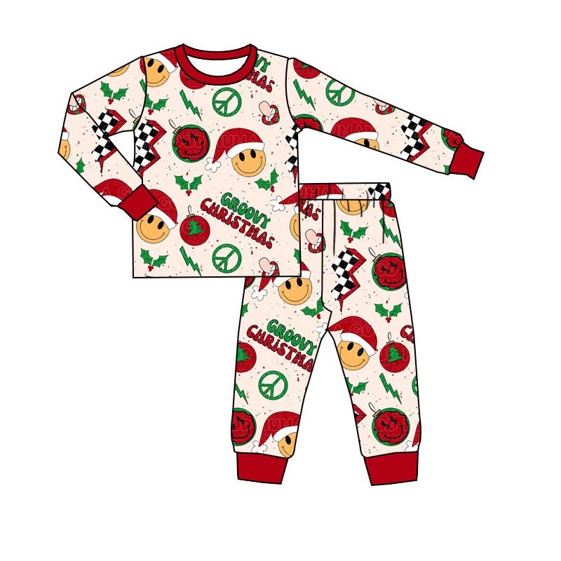 Baby Boys Christmas Groovy Smile Top Pants Pajamas Clothes Sets Preorder