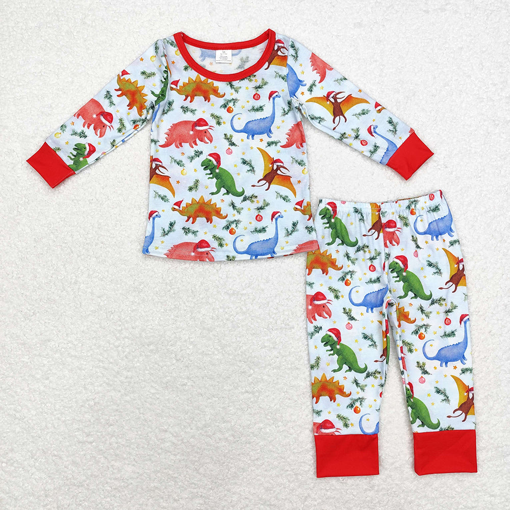 Baby Boys Christmas Dinosaurs Bamboo Pajamas Clothes Sets