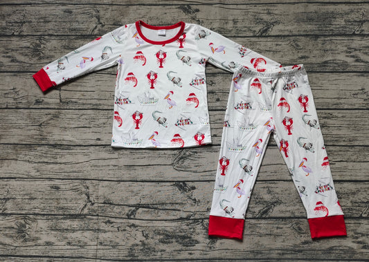 Baby Boys Christmas Crawfish Crocodile Bamboo Pajamas Clothes Sets