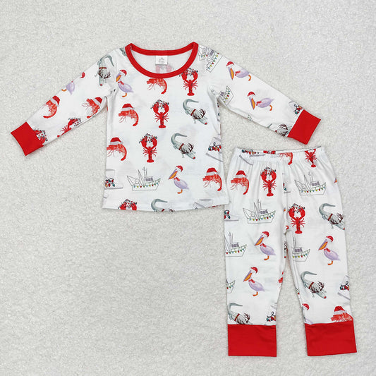 Baby Kids Christmas Crawfish Sibling Rompers Dresses Clothes Sets