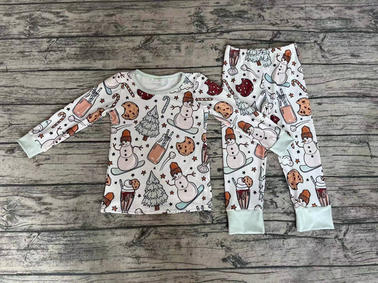 Baby Boys Christmas Cookie Snowman Bamboo Pajamas Clothes Sets