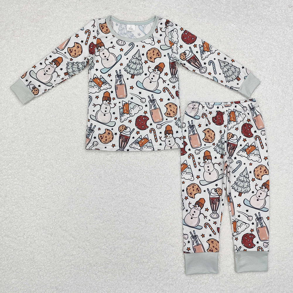 Baby Boys Christmas Cookie Snowman Bamboo Pajamas Clothes Sets