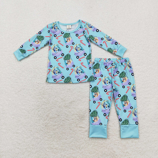 Baby Boys Christmas Cartoon Dogs Top Pants Bamboo Pajamas Clothes Sets