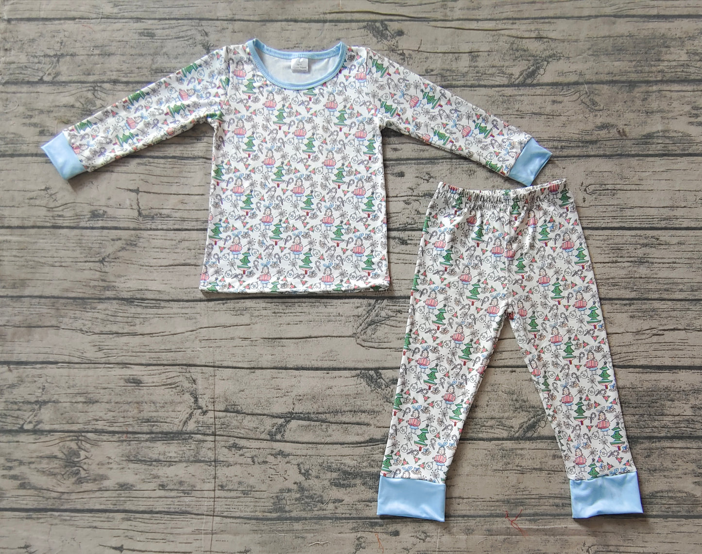 Baby Girls Christmas Blue Lou Bamboo Pajamas Clothes Sets