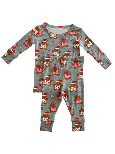 Baby Girls Christmas Gingerbread Top Pants Pajamas Clothes Sets Preorder