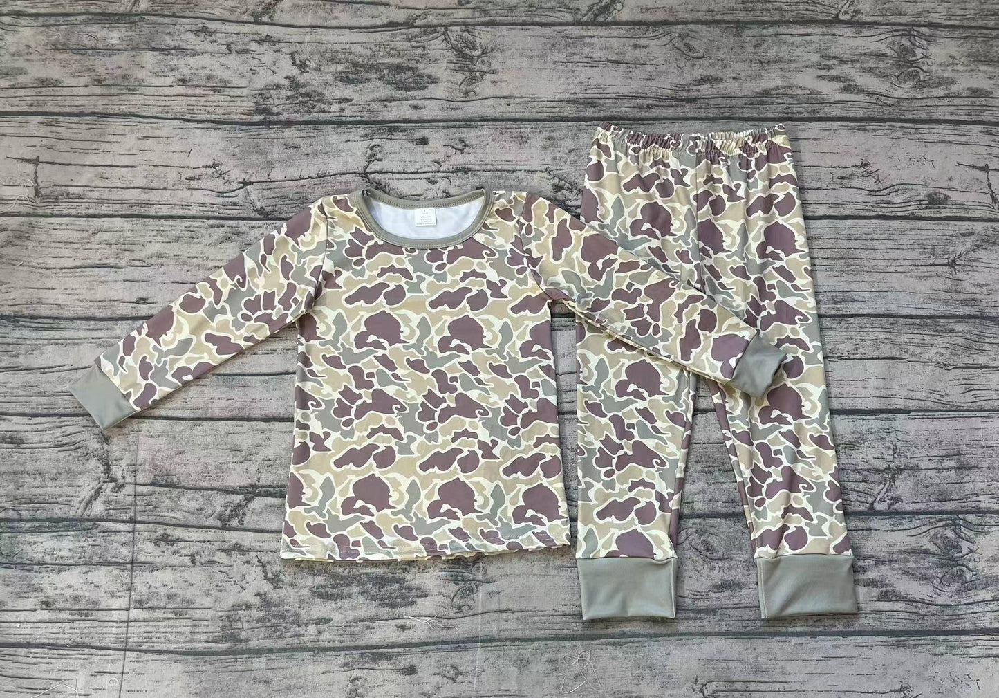 Baby Boys Fall Green Camo Bamboo Pajamas Clothes Sets