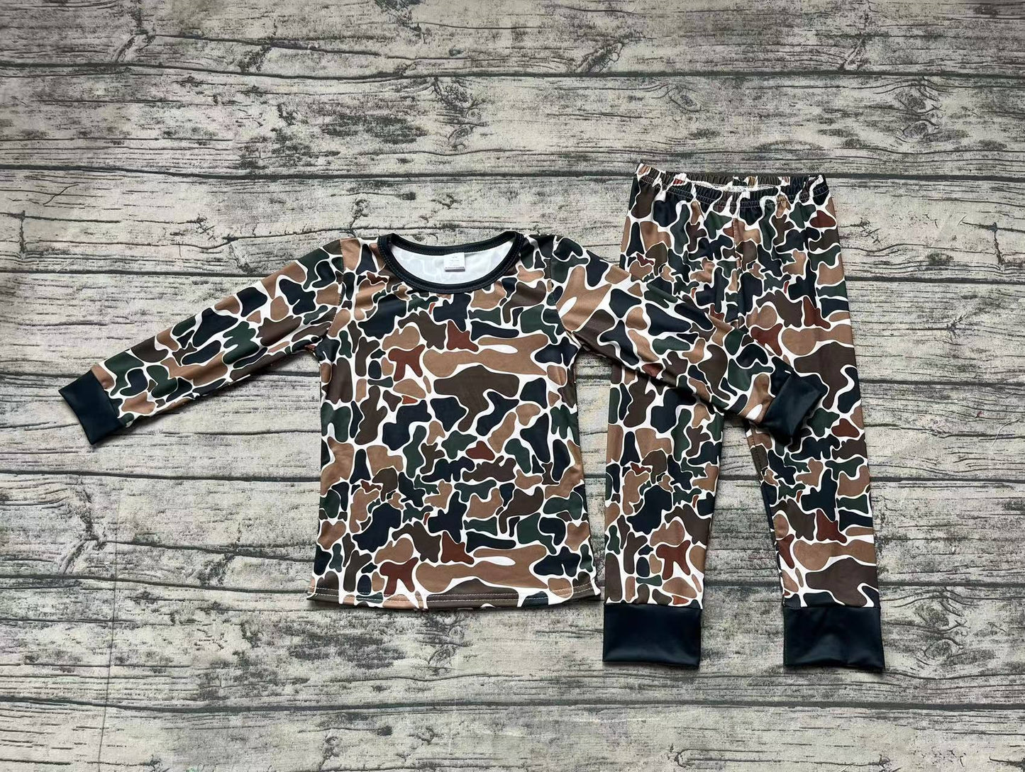 Baby Boys Fall Brown Camo Bamboo Pajamas Clothes Sets