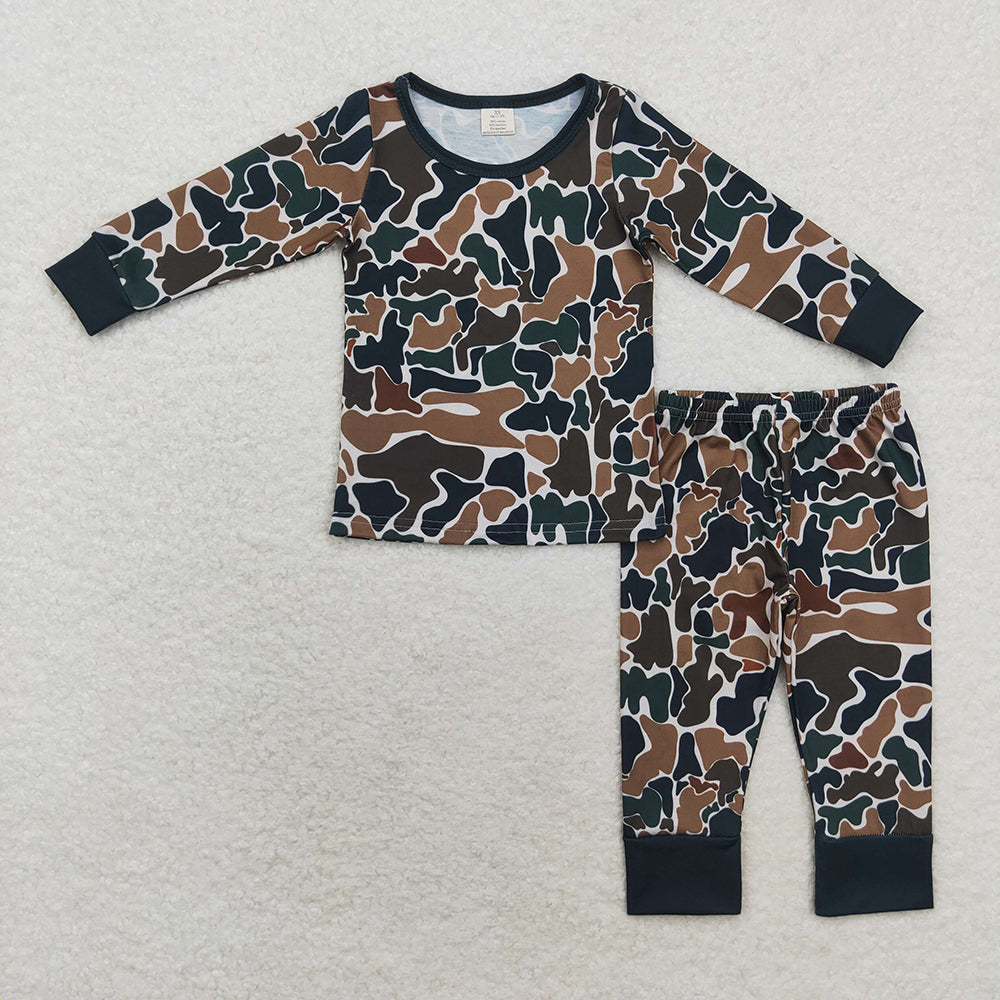 Baby Boys Fall Brown Camo Bamboo Pajamas Clothes Sets