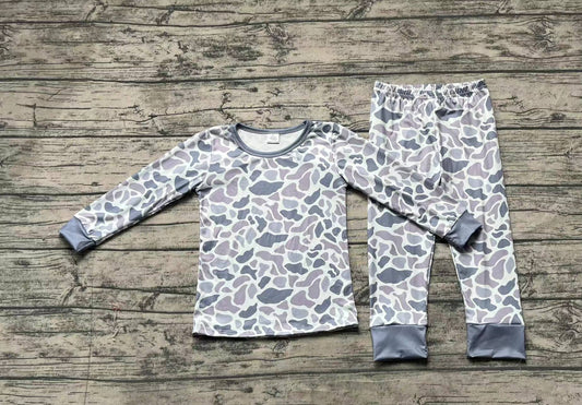 Baby Boys Fall Grey Camo Top Pants Pajamas Clothes Sets