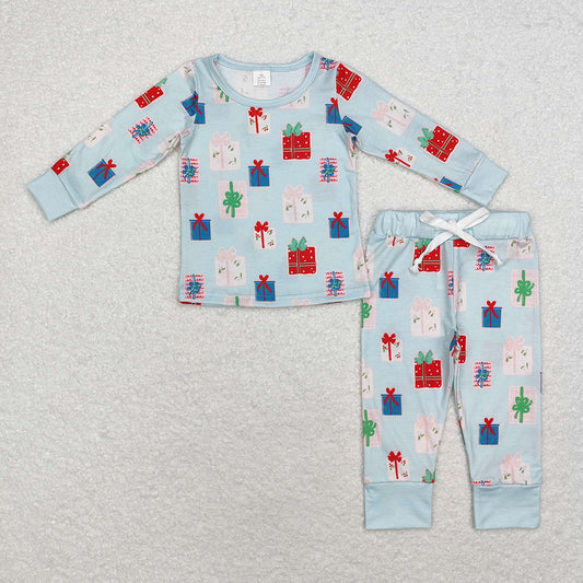 Baby Girls Blue Gifts Christmas Bamboo Pajamas Clothes Sets