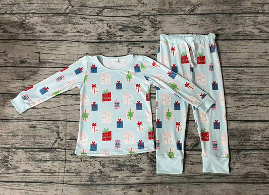 Baby Girls Blue Gifts Christmas Bamboo Pajamas Clothes Sets