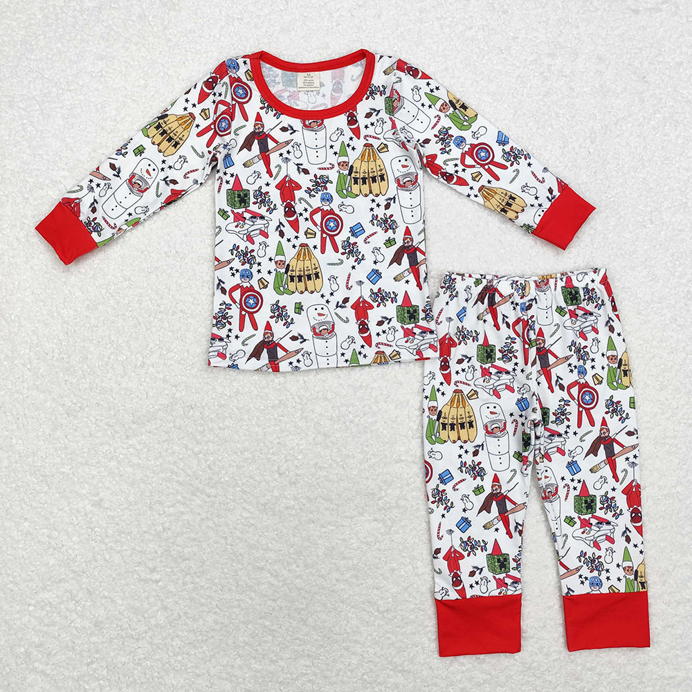 Baby Boys Christmas Shelf Bananas Bamboo Pajamas Clothes Sets