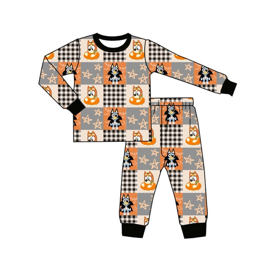 Baby Kids Halloween Orange Dogs Top Pants Pajamas Clothes Sets Preorder