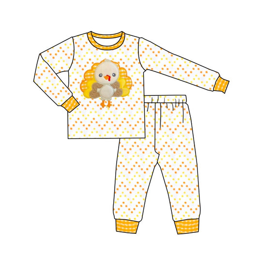 Baby Boys Thanksgiving Turkey Tee Top Pants Pajamas Clothes Sets Preorder