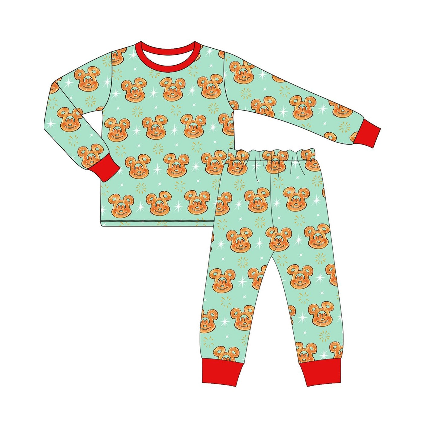 Baby Boys Christmas Cartoon Cookie Top Pants Pajamas Clothes Sets Preorder