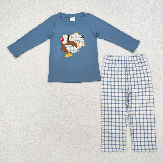 Baby Boys Thanksgiving Turkey Top Checkered Pants Clothes Sets