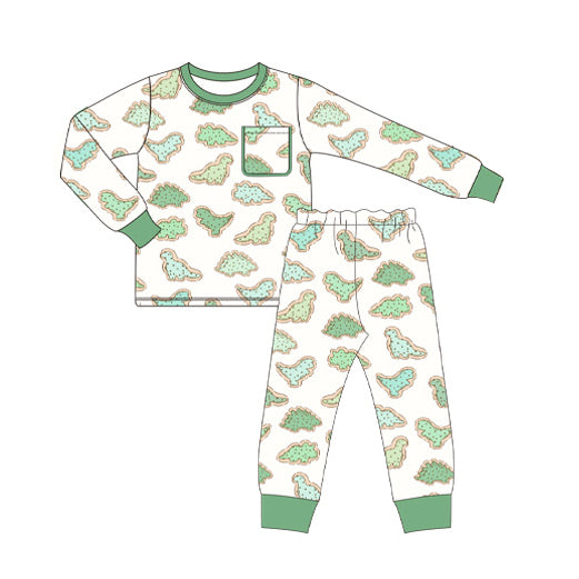 Baby Boys Green Dinosaurs Top Pants Pajamas Clothes Sets Preorder